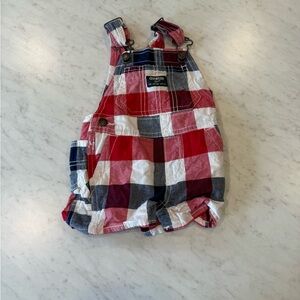 OshKosh B'gosh Red and White Plaid Overalls